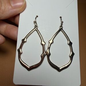 Gold Tone Moroccan Teardrop Dangle Earrings